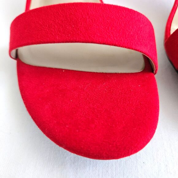 Dream Pairs Red Velvet Suede Strappy Low Chunk Heel Pump Sandal Womens 9.5 NEW - Picture 9 of 16